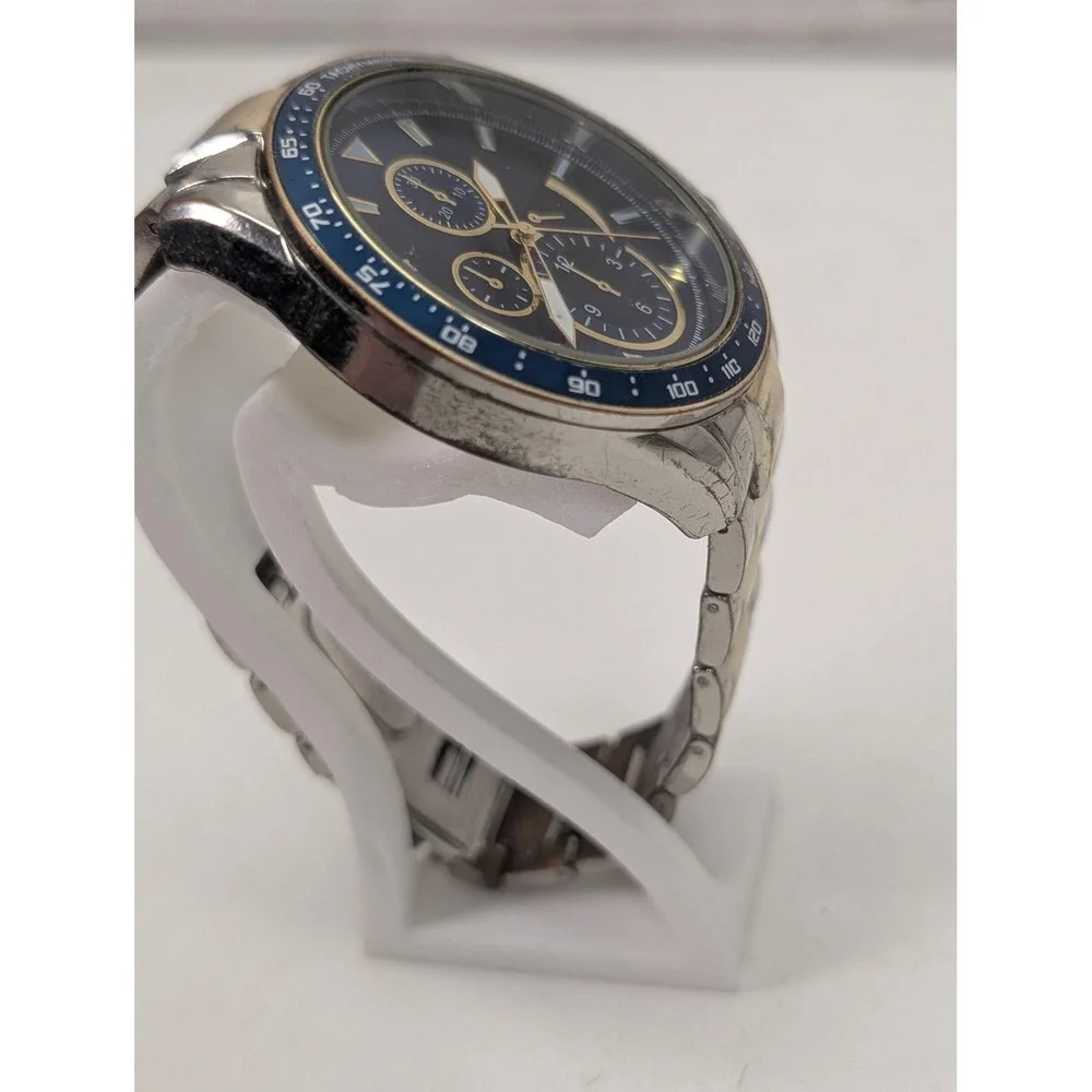 FMD Mens Watch 44mm Blue Dial‎ Silver Tachymeter Chronograph FMD 1803 Bracelet